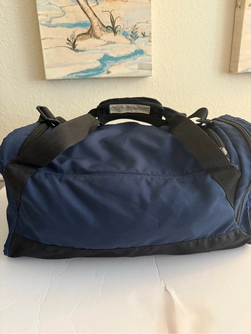 Nike Unisex Navy Blue Duffel with Black Straps and White Swoosh